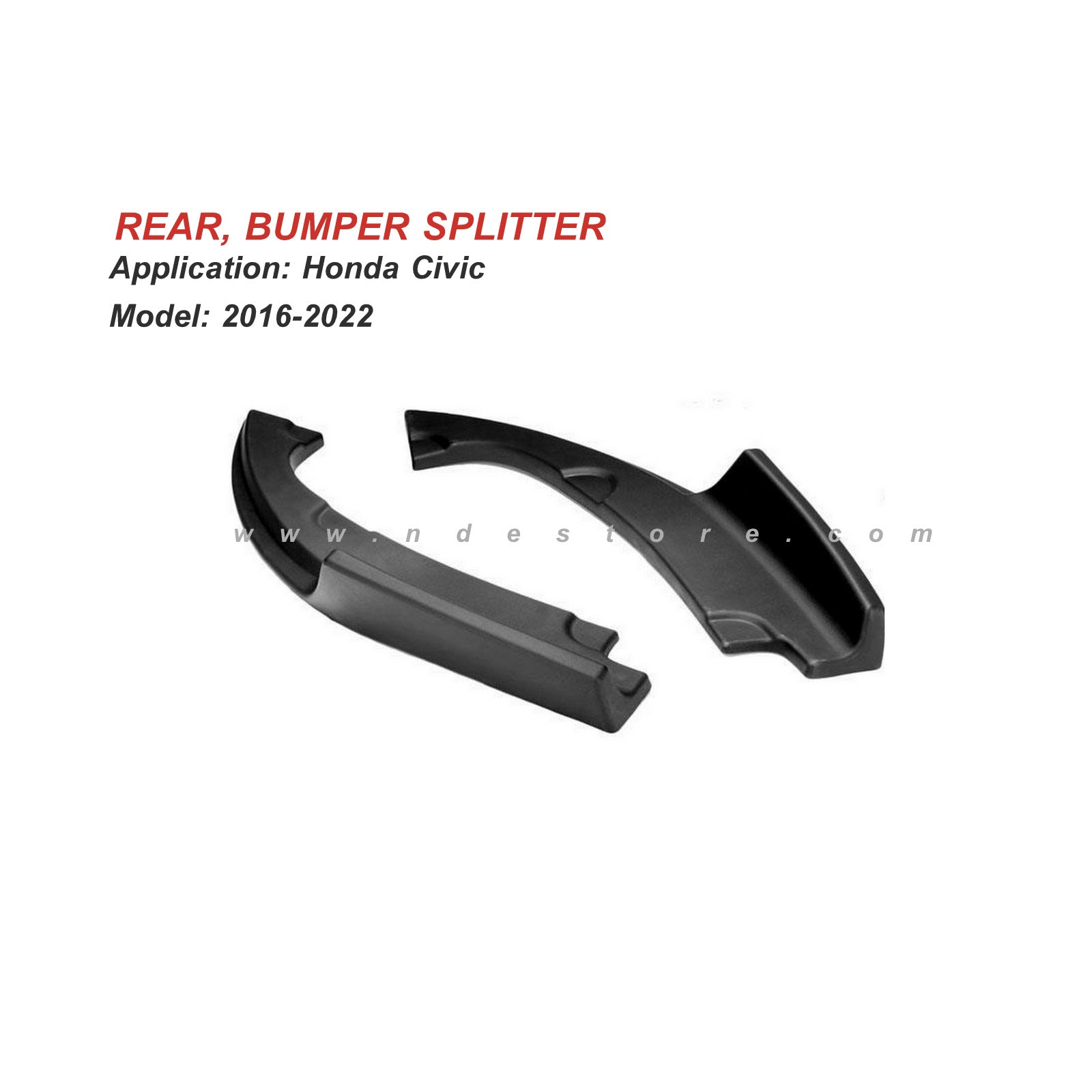 BUMPER LIP SPLITTER, REAR CANARD FOR HONDA CIVIC (2016-2021)