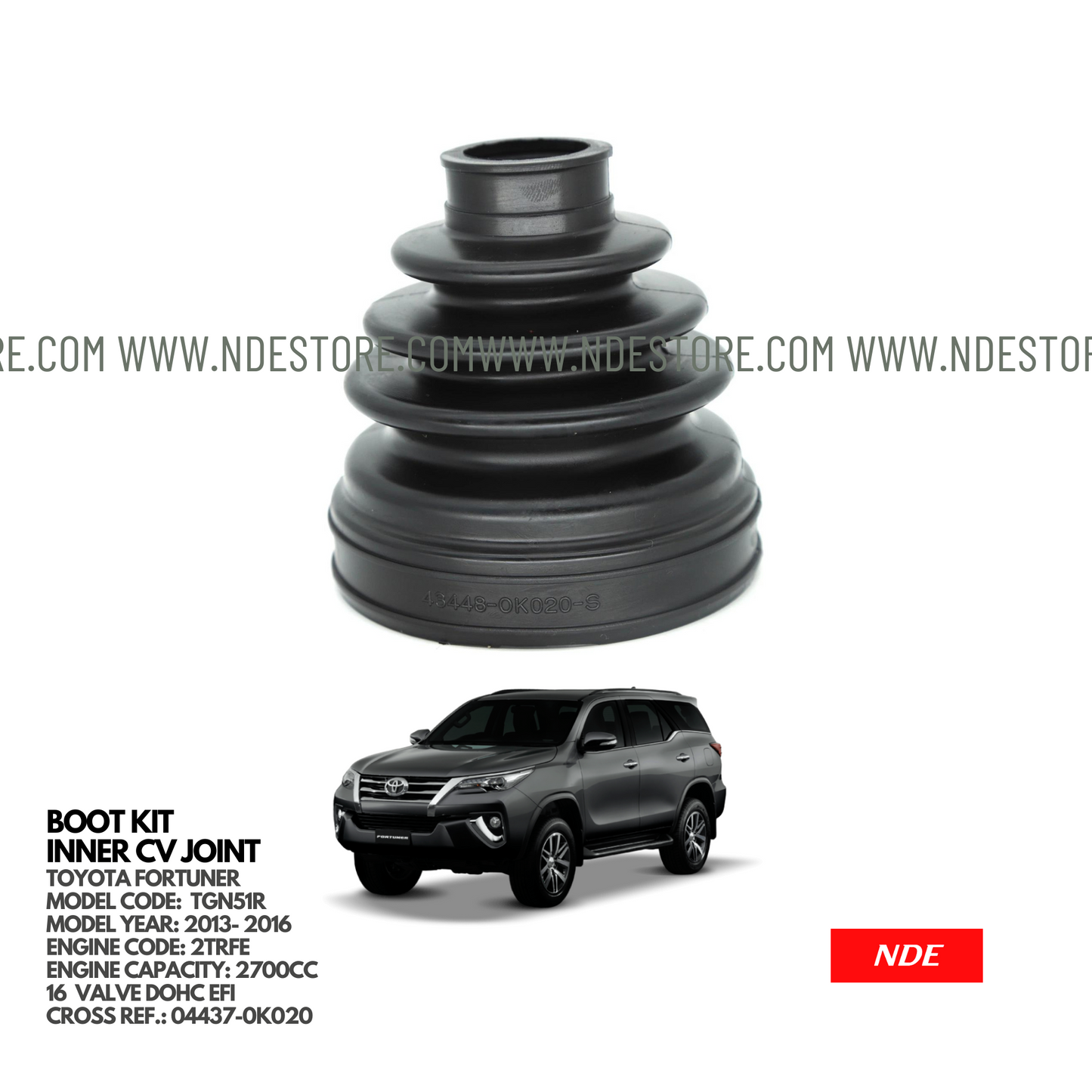 BOOT KIT INNER CV JOINT FOR TOYOTA FORTUNER (2013-2016)