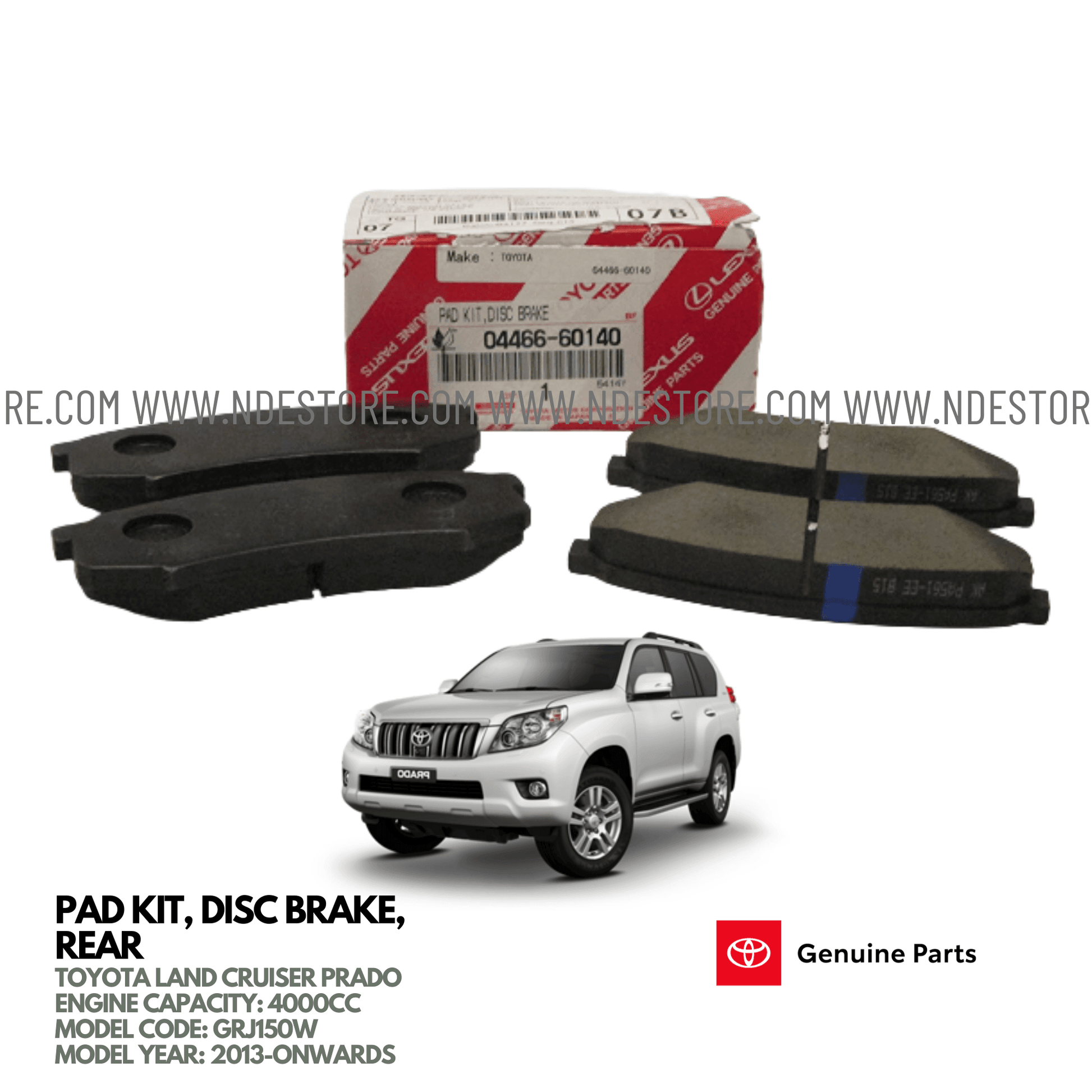 BRAKE DISC PAD REAR FOR TOYOTA LAND CRUISER PRADO 4000CC (2013-2024) - ndestore.com