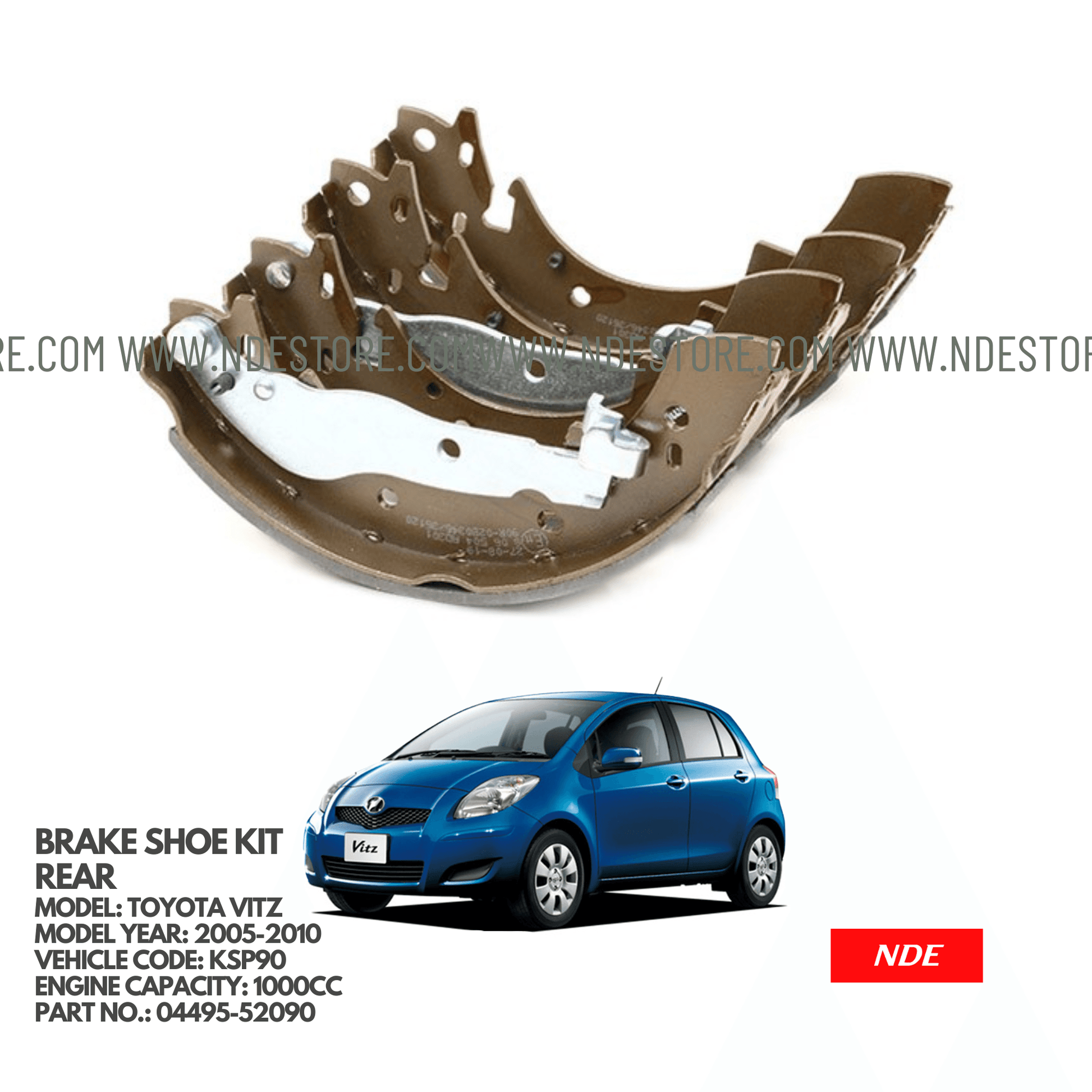 BRAKE SHOE KIT REAR FOR TOYOTA VITZ KSP90 (2005-2010) - ndestore.com