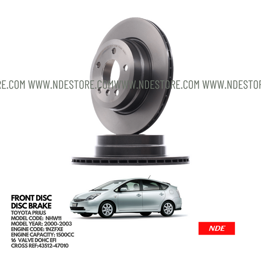 BRAKE DISC PLATE FRONT FOR TOYOTA PRIUS 1500CC (2000-2003) - ndestore.com