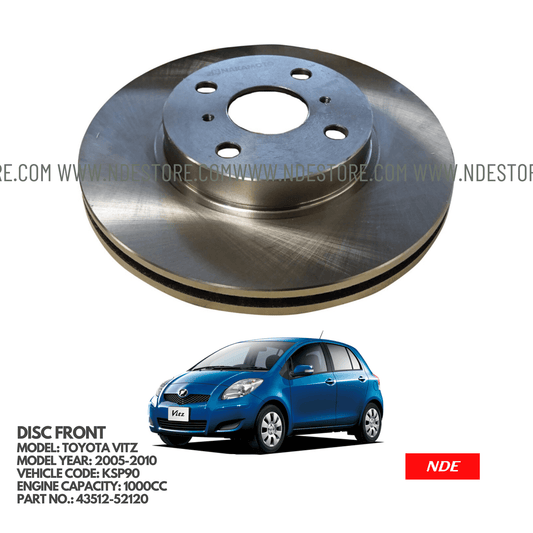 DISC ROTOR FRONT FOR TOYOTA VITZ KSP90 (2005-2010) - ndestore.com