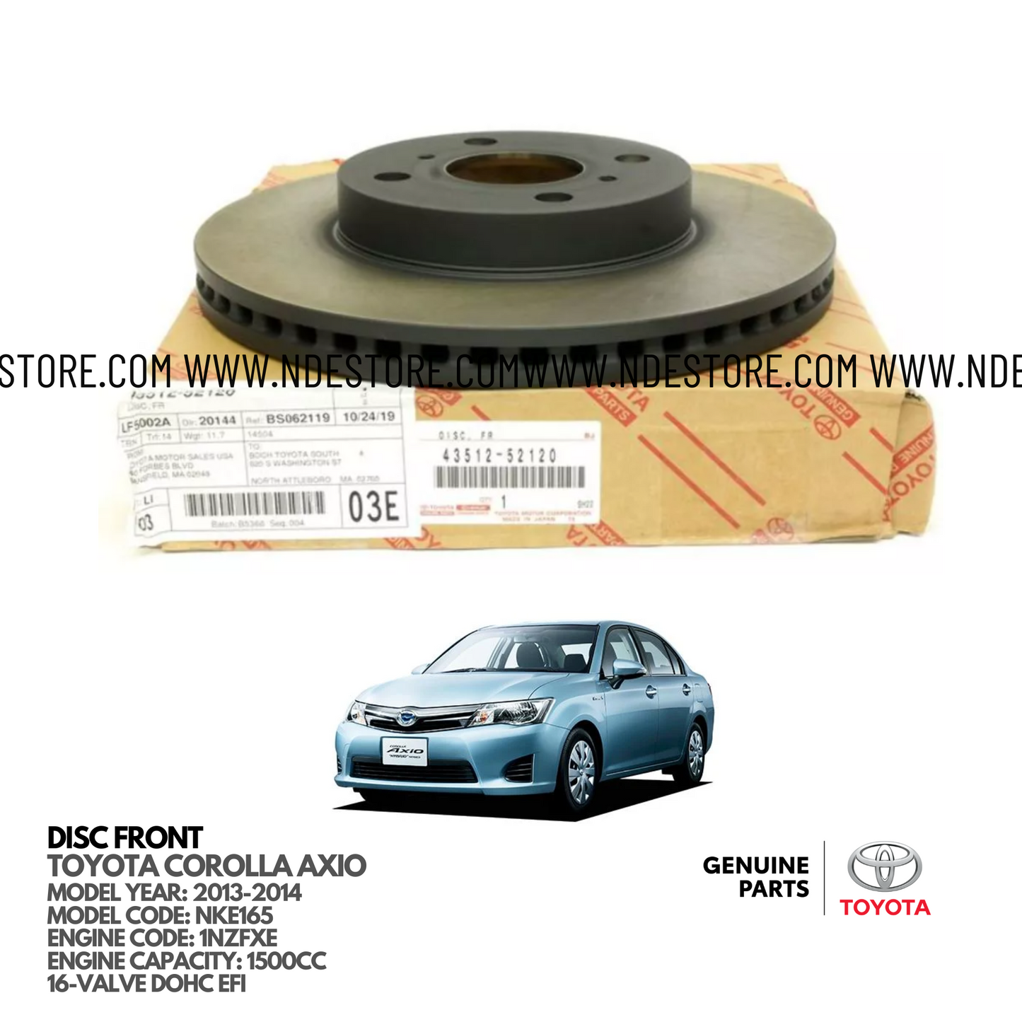 BRAKE DISC FRONT FOR TOYOTA COROLLA AXIO HYBRID (2013-2014)