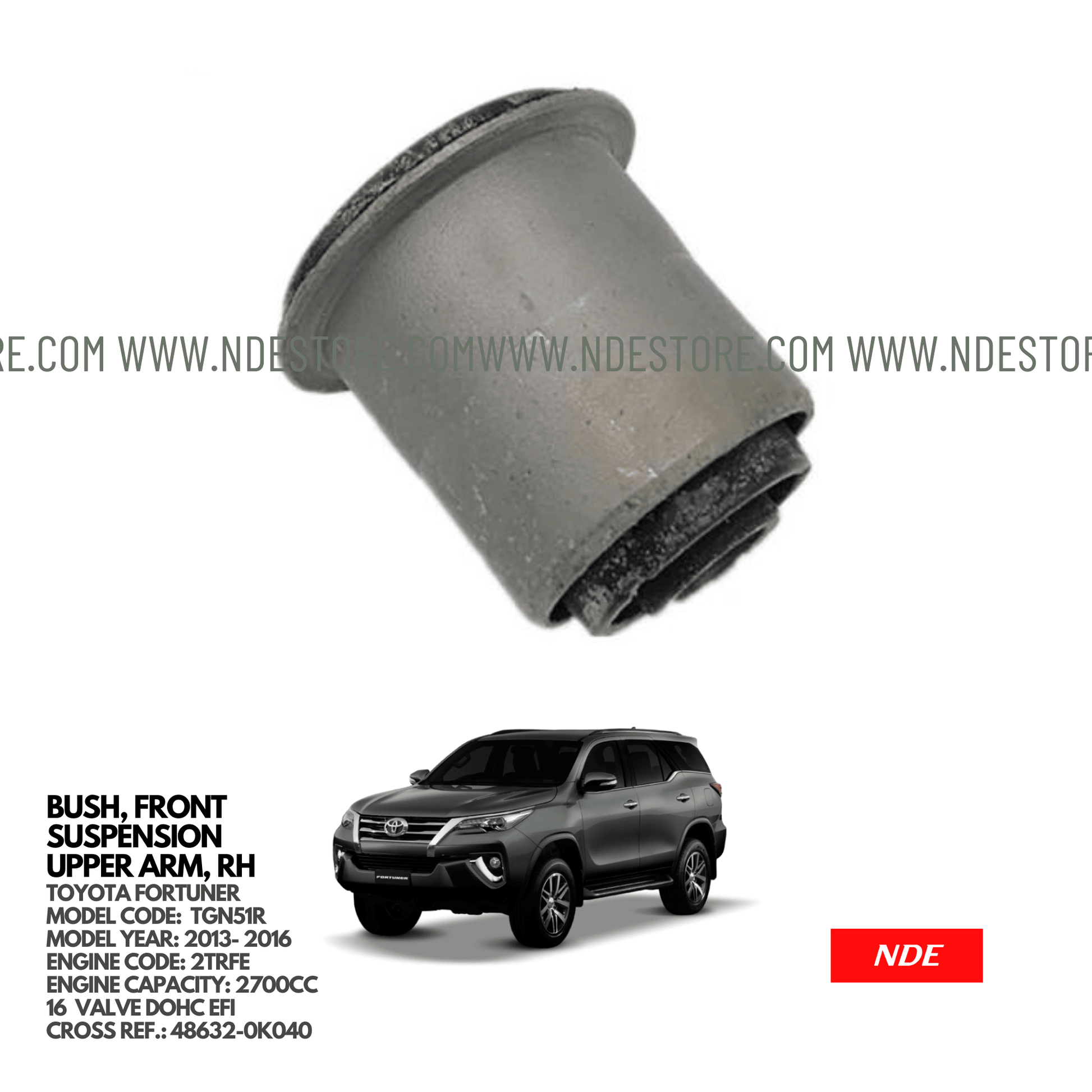 BUSH, FRONT SUSPENSION UPPER ARM LEFT FOR TOYOTA FORTUNER (2013-2016) - ndestore.com