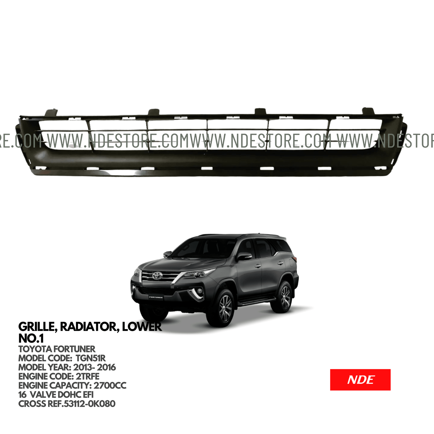 GRILL FRONT BUMPER LOWER NO. 1 FOR TOYOTA FORTUNER (2013-2016) - ndestore.com