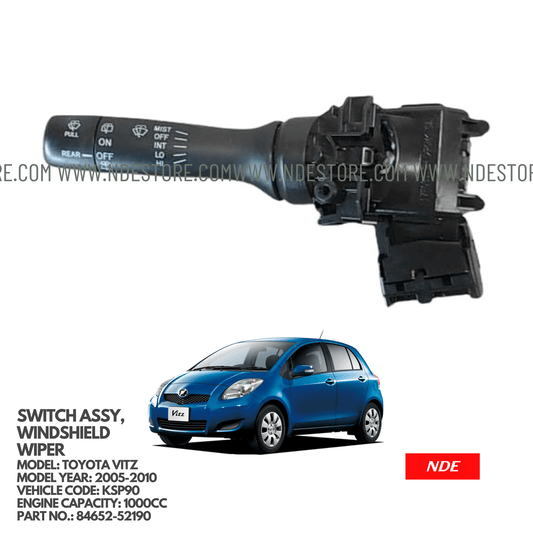 SWITCH ASSY, WINDSHIELD WIPER FOR TOYOTA VITZ KSP90 (2005-2010) - ndestore.com