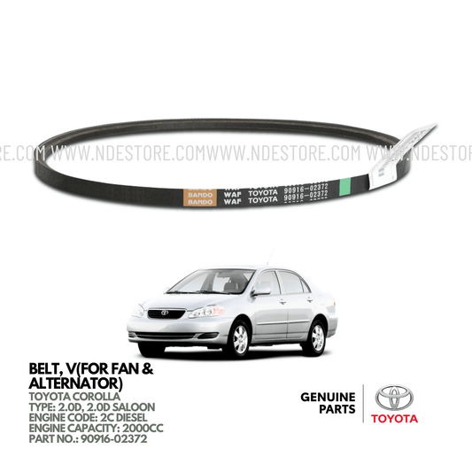 BELT V FOR FAN & ALTERNATOR FOR TOYOTA COROLLA 2.0D (2008-2011) - ndestore.com