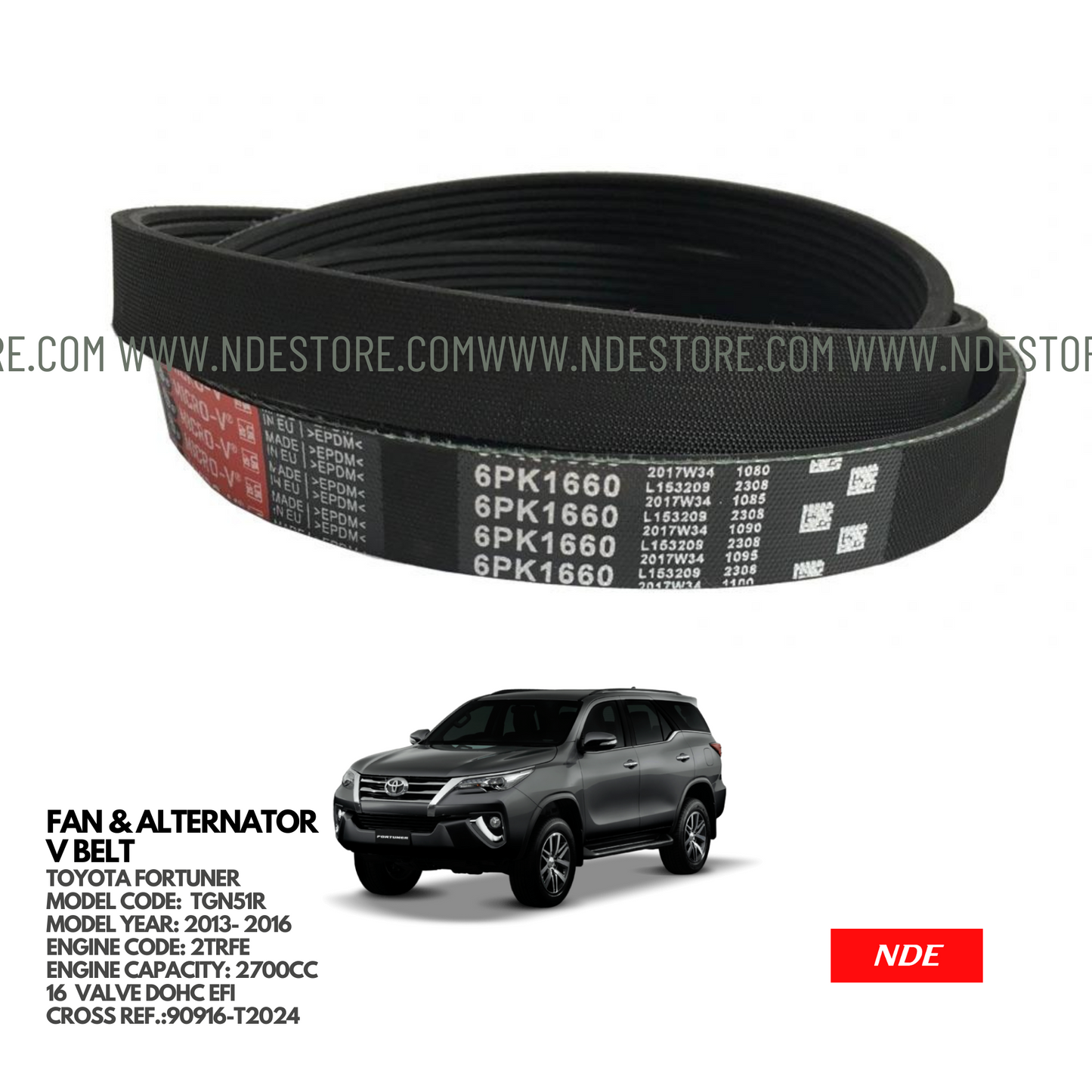 FAN BELT FOR FAN AND ALTERNATOR FOR TOYOTA FORTUNER (2013-2016) - ndestore.com