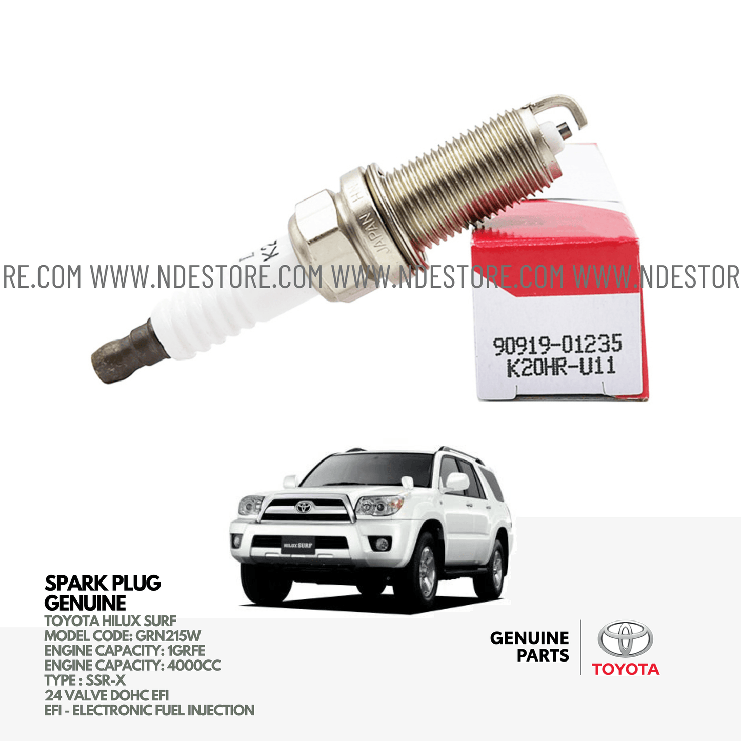 SPARK PLUG GENUINE FOR TOYOTA HILUX SURF SSR-X (2005-2009) - ndestore.com