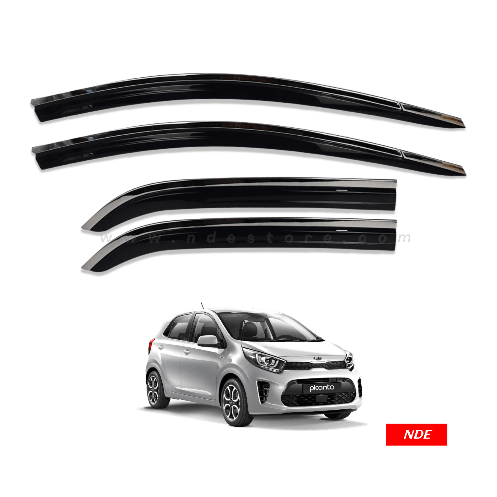 AIR PRESS BLACK TINTED DOOR WINDOW VISOR FOR KIA PICANTO - TXR - ndestore.com