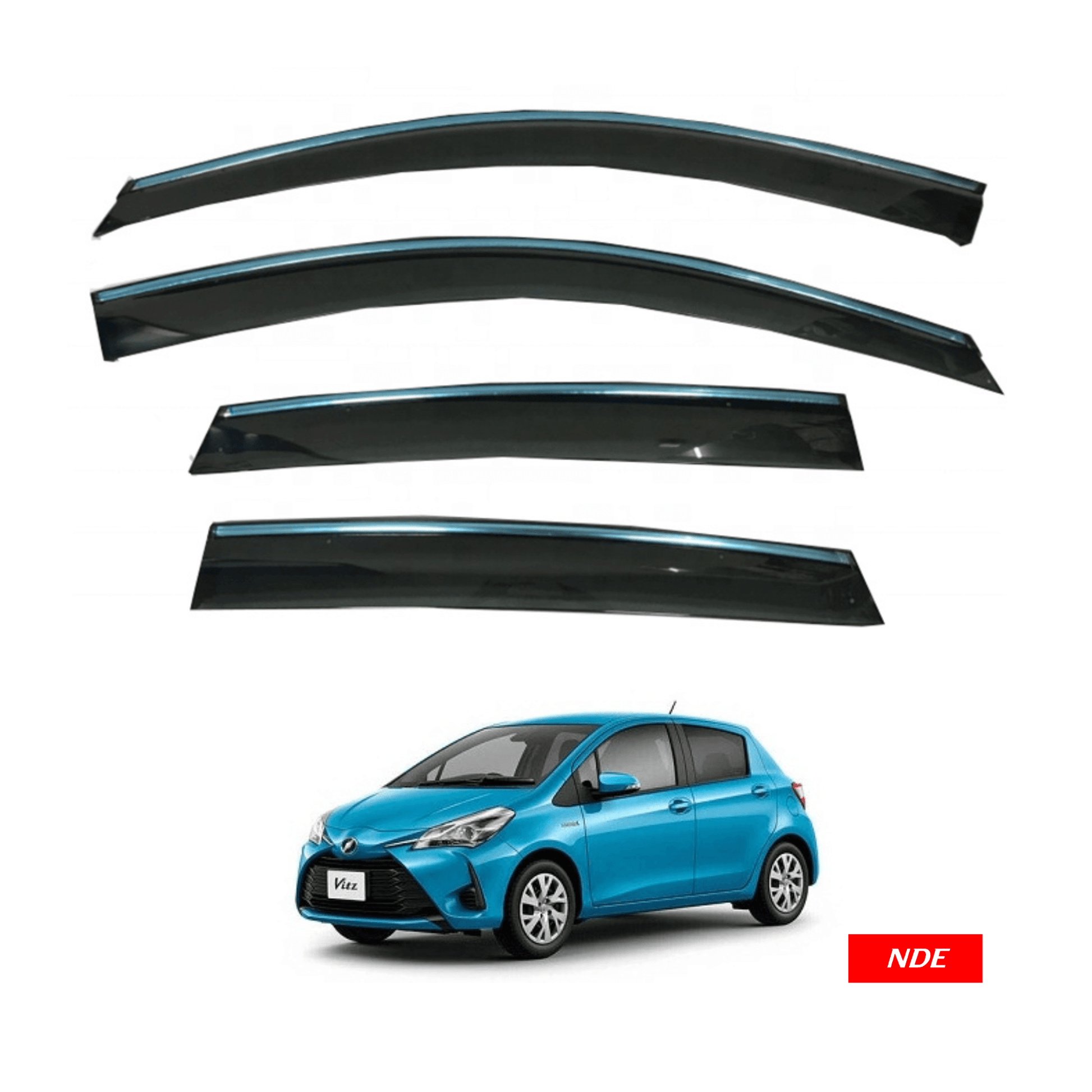 AIR PRESS BLACK TINTED DOOR WINDOW VISOR FOR TOYOTA VITZ - ndestore.com