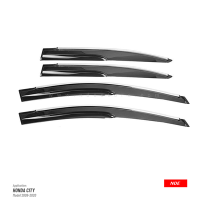 AIR PRESS BLACK TINTED DOOR WINDOW VISOR FOR HONDA CITY (2008-2021) - ndestore.com