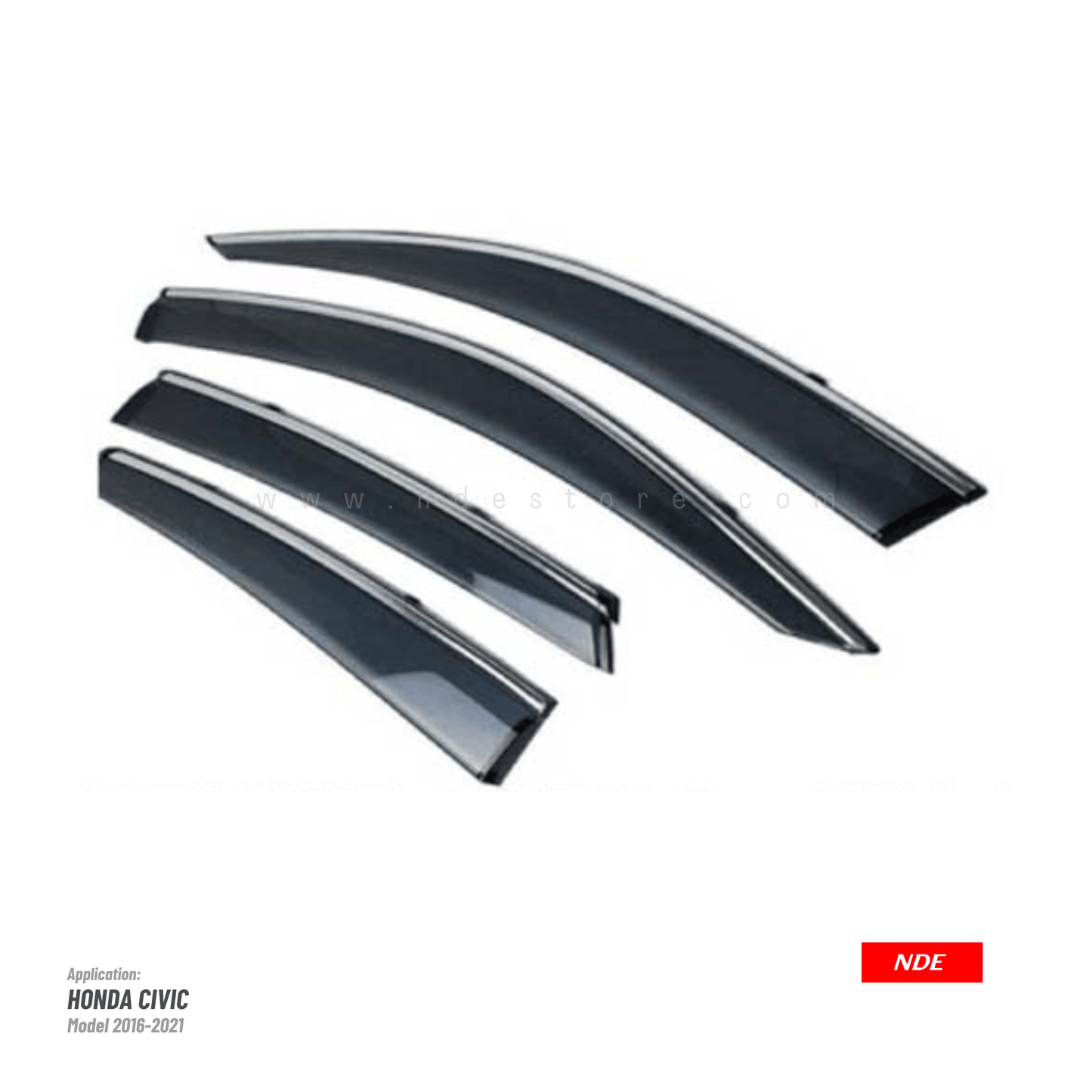 AIR PRESS BLACK TINTED DOOR WINDOW VISOR FOR HONDA CIVIC (2016-2021) - TXR - ndestore.com