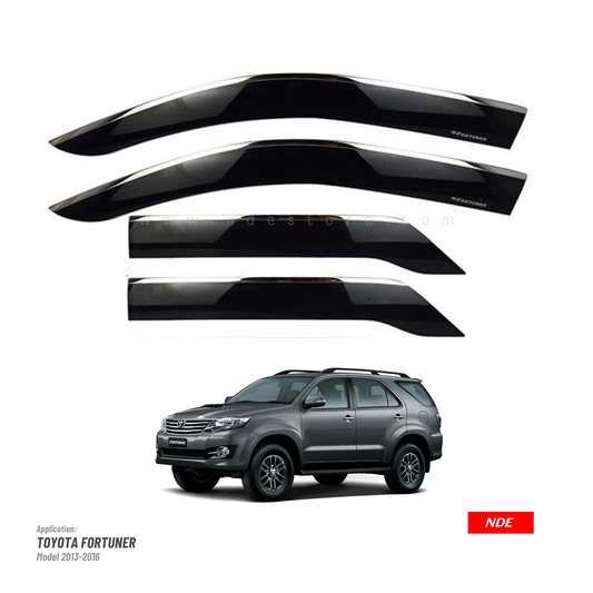 AIR PRESS BLACK TINTED DOOR WINDOW VISOR FOR TOYOTA FORTUNER (2013-2016)