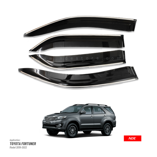 AIR PRESS BLACK TINTED DOOR WINDOW VISOR FOR TOYOTA FORTUNER (2016-2024)