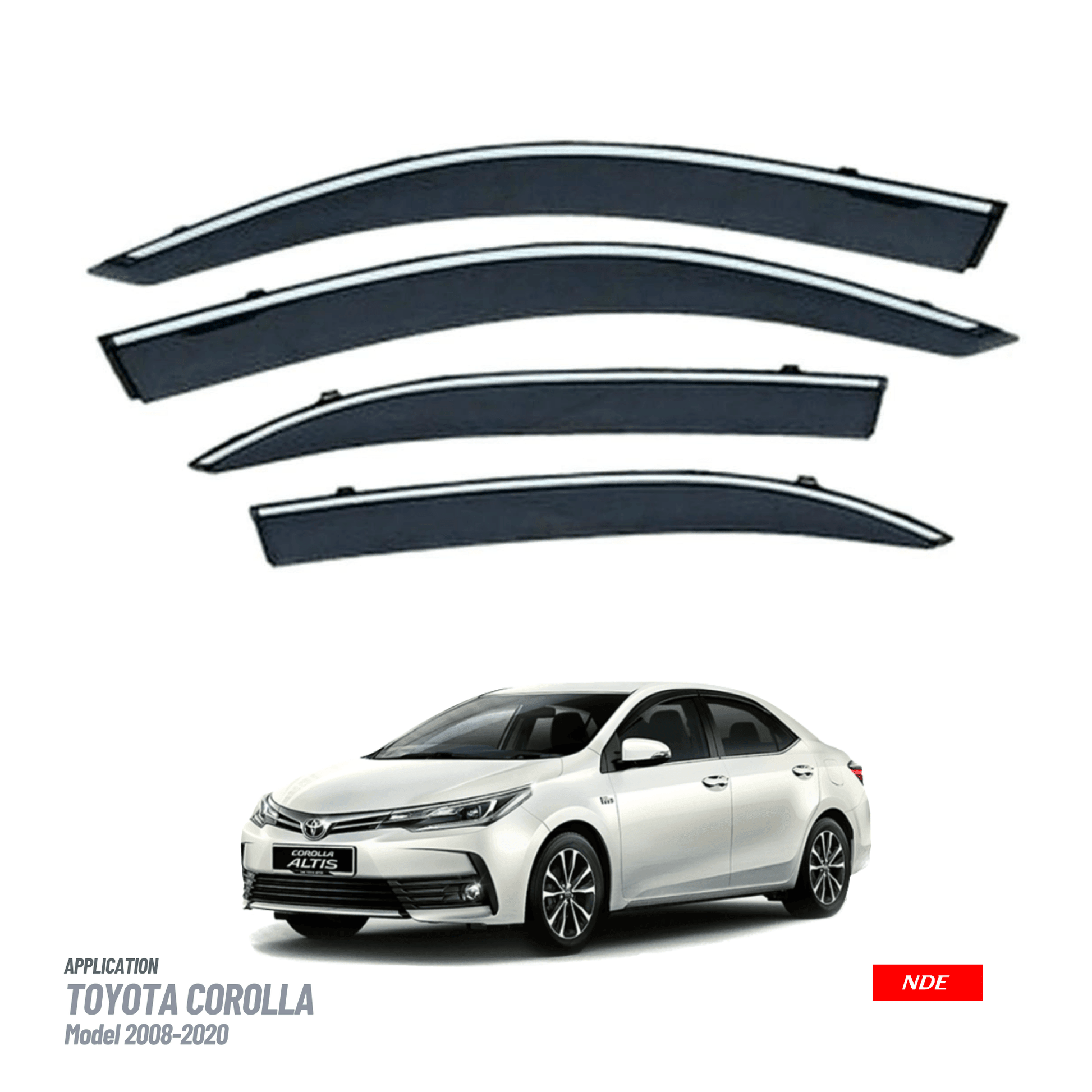 AIR PRESS BLACK TINTED DOOR WINDOW VISOR FOR TOYOTA COROLLA (2008-2024) - ndestore.com