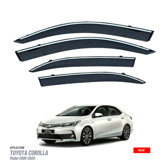 AIR PRESS BLACK TINTED DOOR WINDOW VISOR FOR TOYOTA COROLLA (2008-2023)