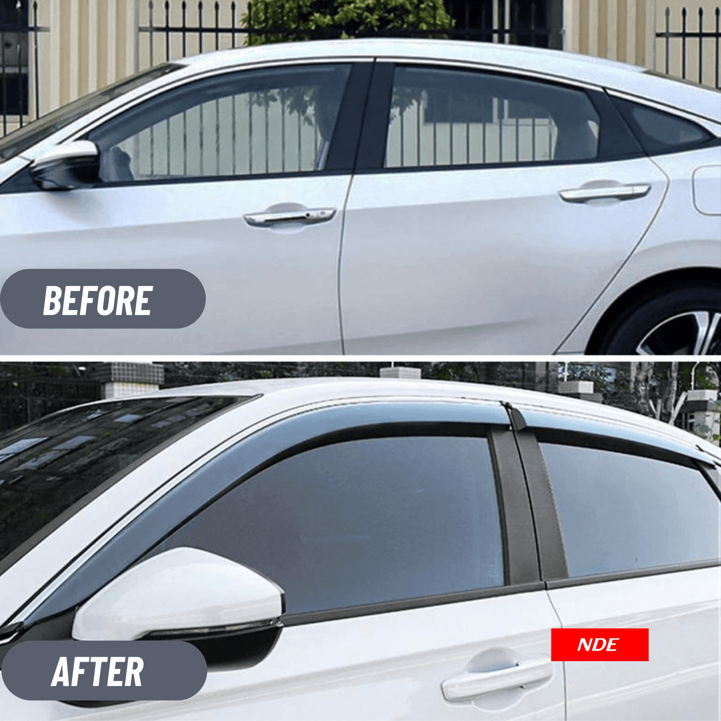 AIR PRESS BLACK TINTED DOOR WINDOW VISOR FOR TOYOTA COROLLA (2008-2024) - ndestore.com