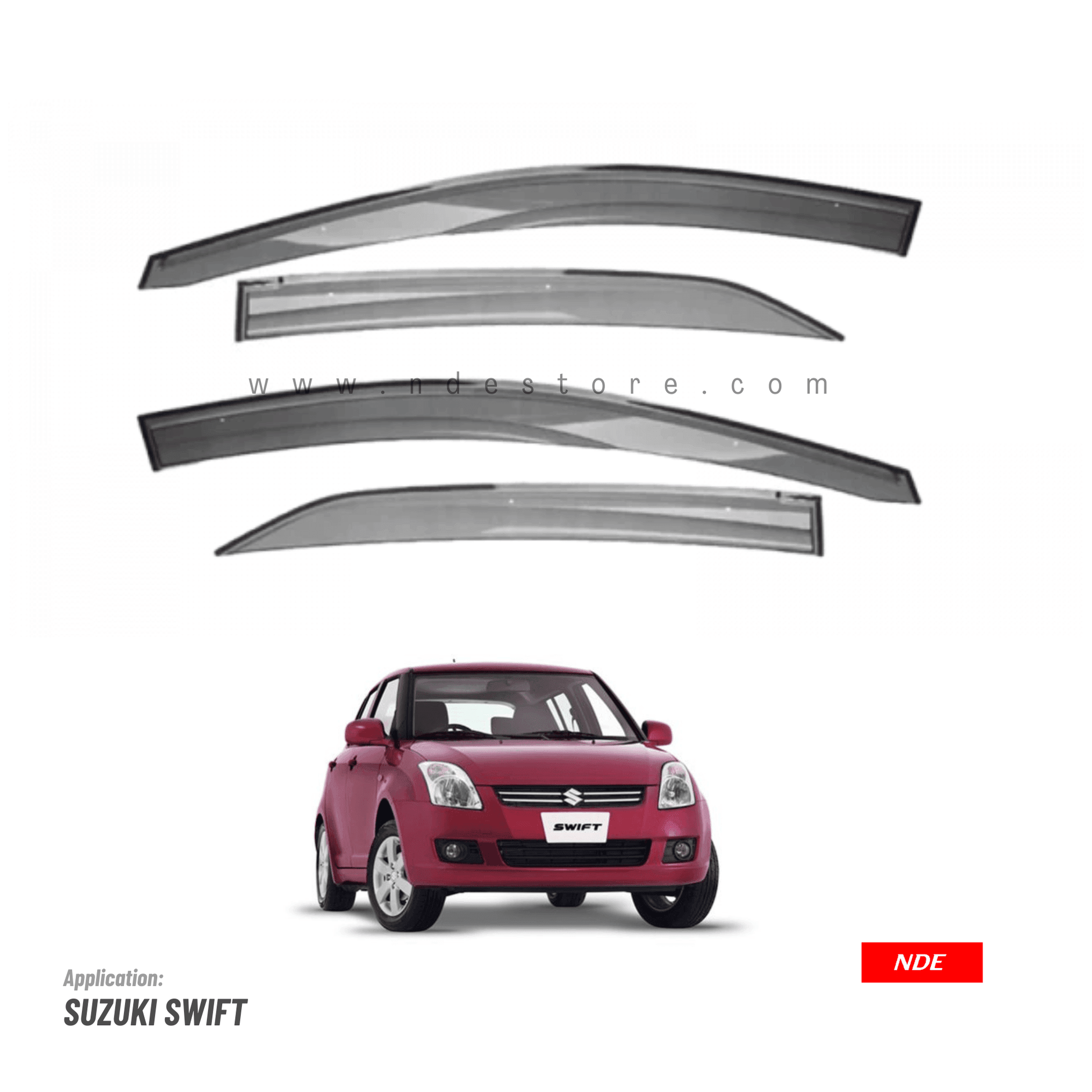 AIR PRESS BLACK TINTED DOOR WINDOW VISOR FOR SUZUKI SWIFT (2008-2018) - ndestore.com