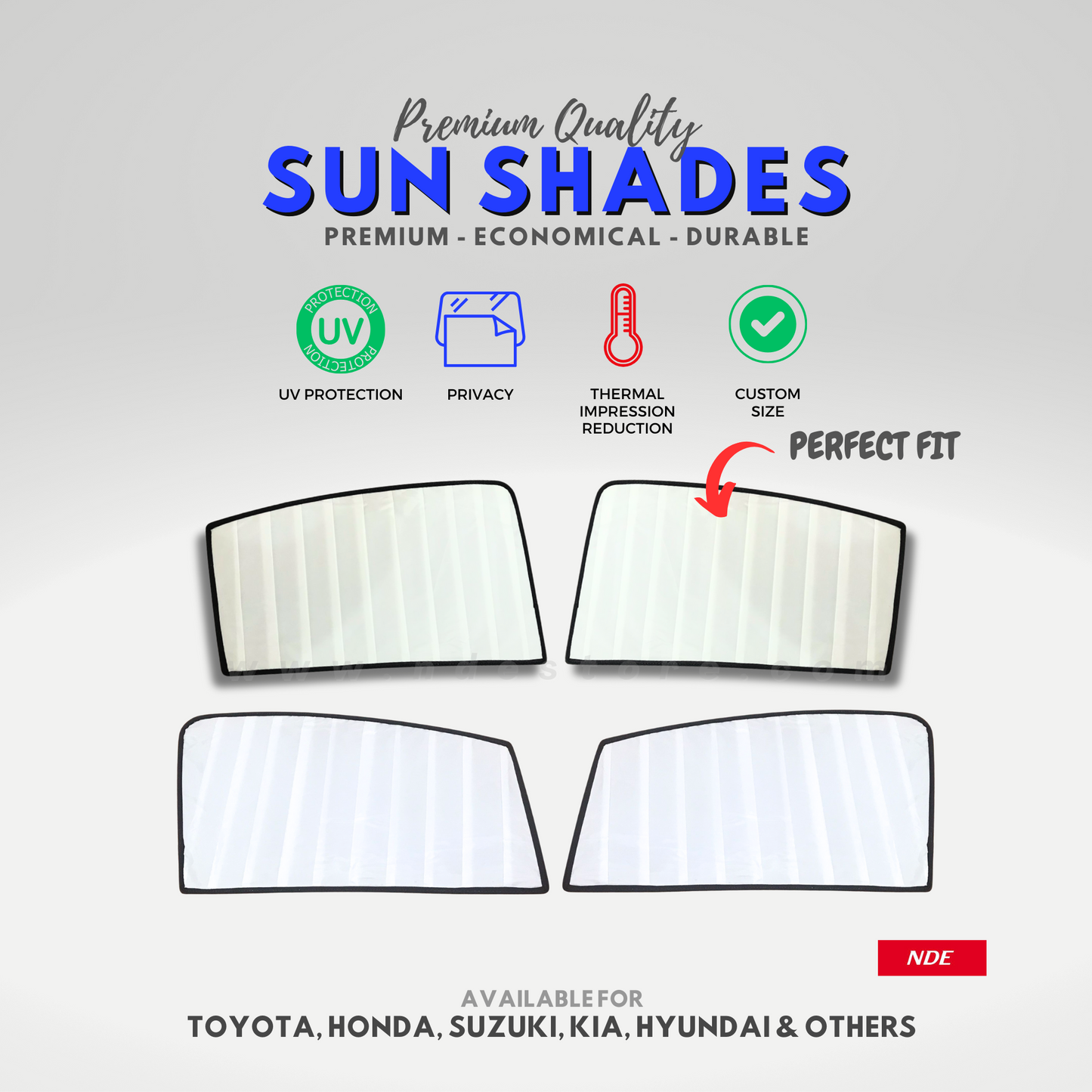 SUN SHADE WHITE WRINKLE FOR TOYOTA PRUIS