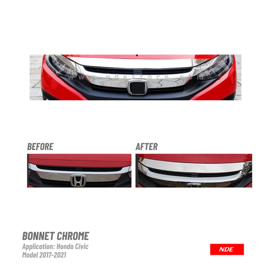 BONNET, BONNET CHROME FOR HONDA CIVIC (2017-2021)