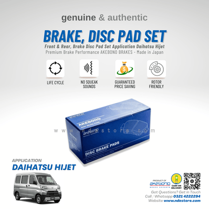 BRAKE, DISC PAD FRONT FOR DAIHATSU HIJET - AKEBONO - ndestore.com