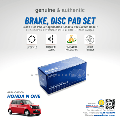 BRAKE, DISC PAD FRONT FOR HONDA N ONE - AKEBONO - ndestore.com