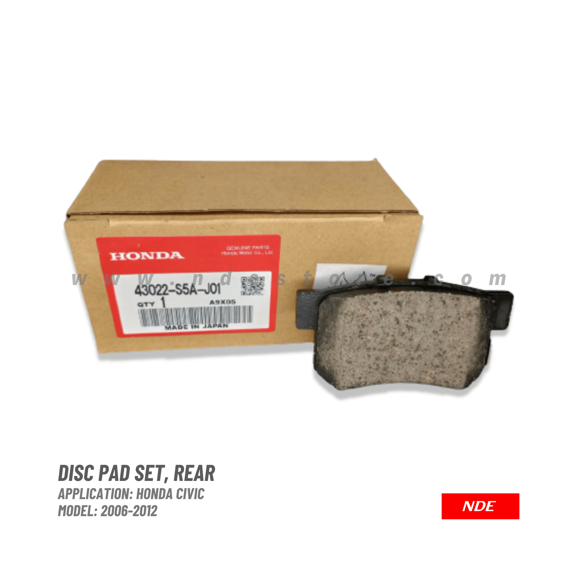 BRAKE, DISC PAD REAR FOR HONDA CIVIC (2006-2012) (HONDA GENUINE PART) - ndestore.com