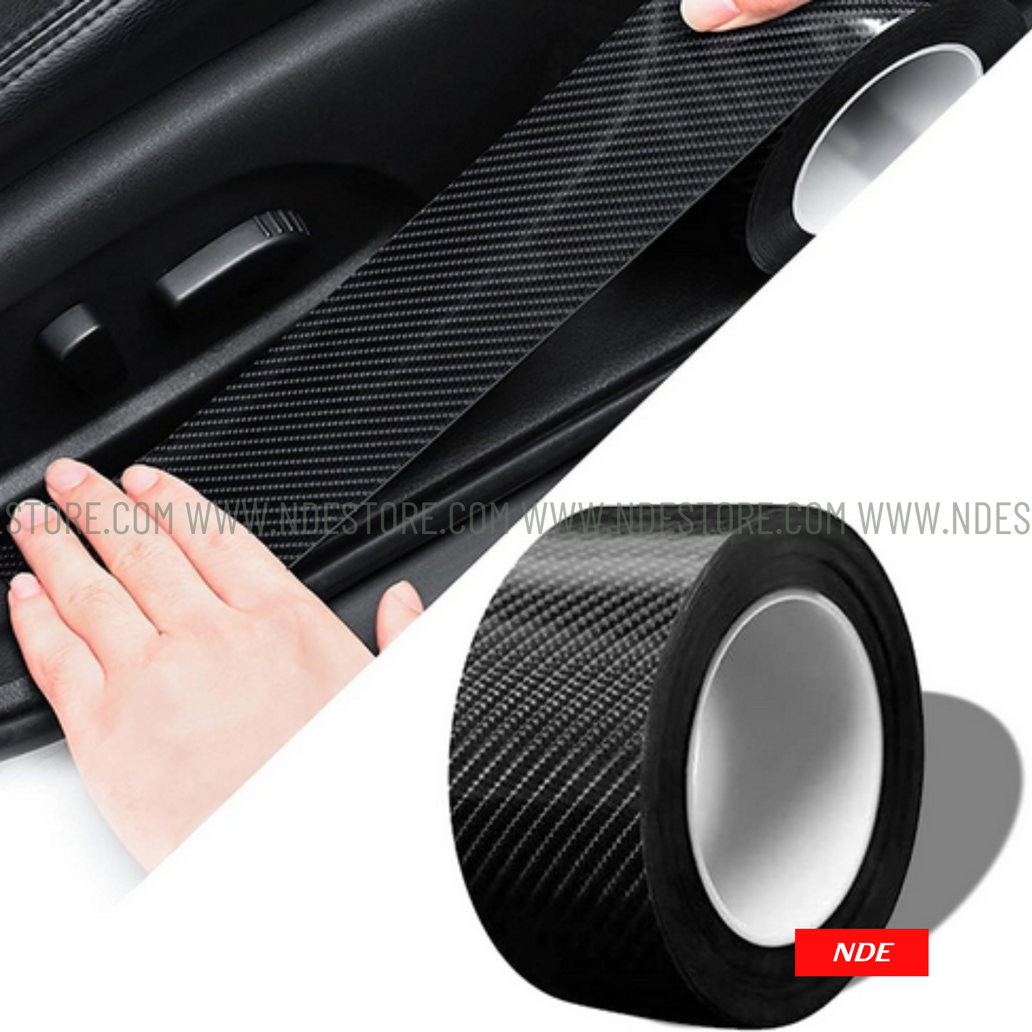 DOOR SILL NANO TAPE CARBON FIBER STYLE PROTECTION FILM (BLACK TRANSLUCENT)