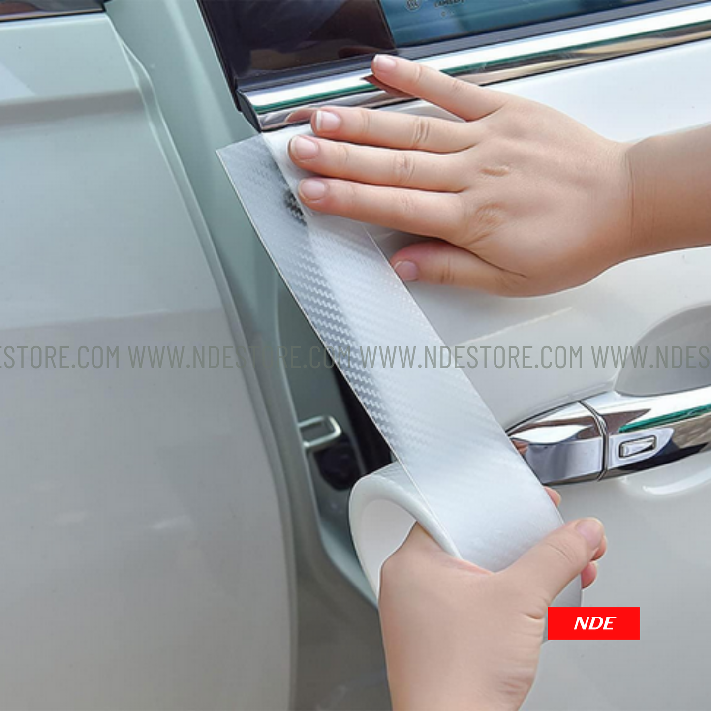 DOOR SILL NANO TAPE CARBON FIBER STYLE PROTECTION FILM (WHITE TRANSLUCENT)