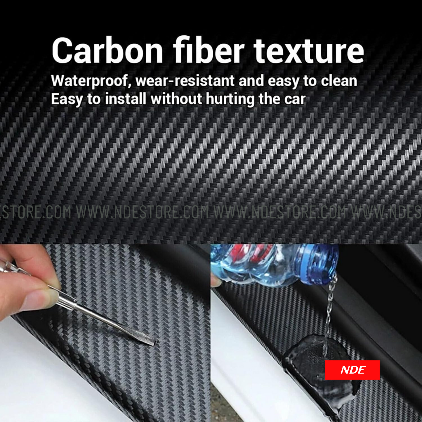 DOOR SILL NANO TAPE CARBON FIBER STYLE PROTECTION FILM (BLACK TRANSLUCENT)