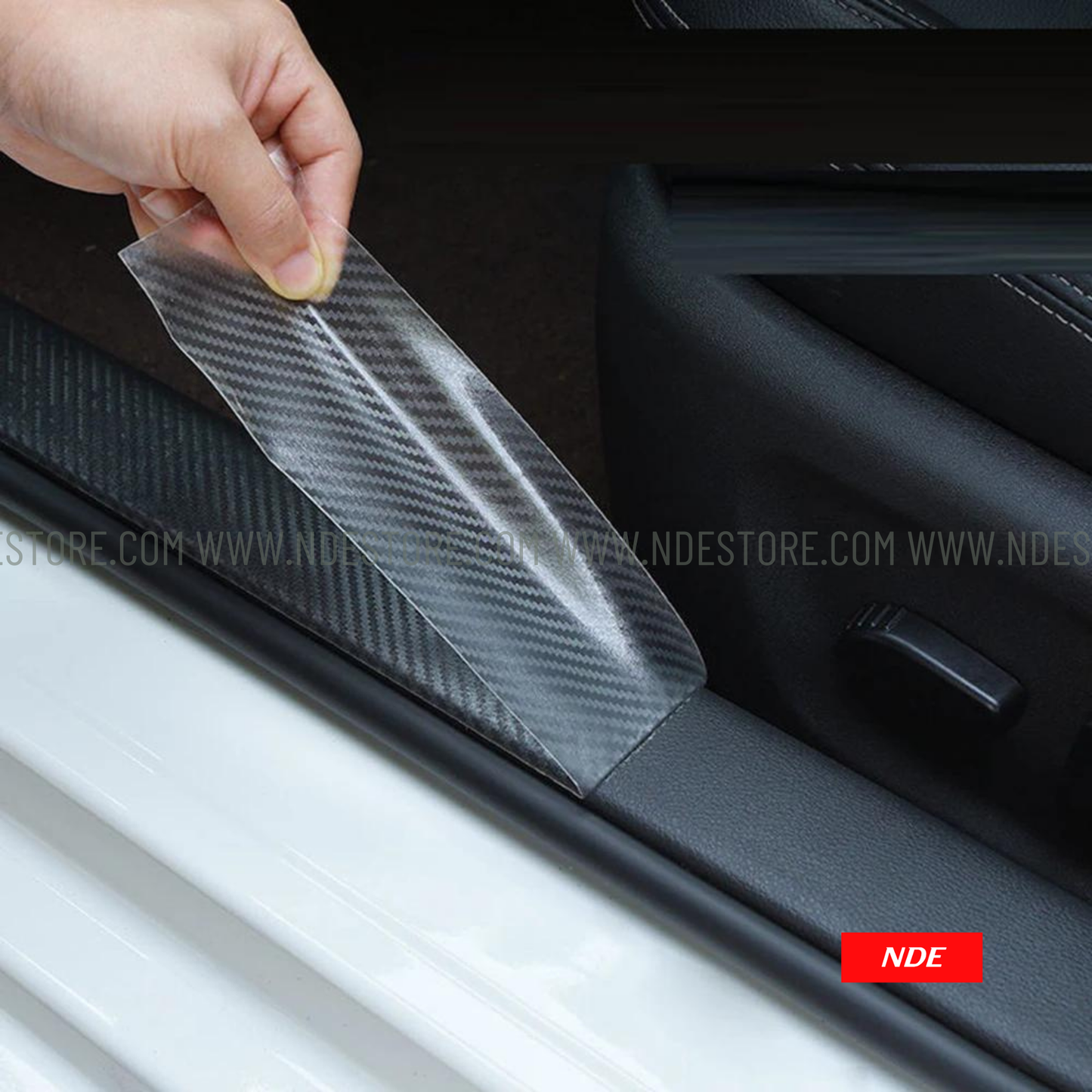 DOOR SILL NANO TAPE CARBON FIBER STYLE PROTECTION FILM (WHITE TRANSLUCENT)