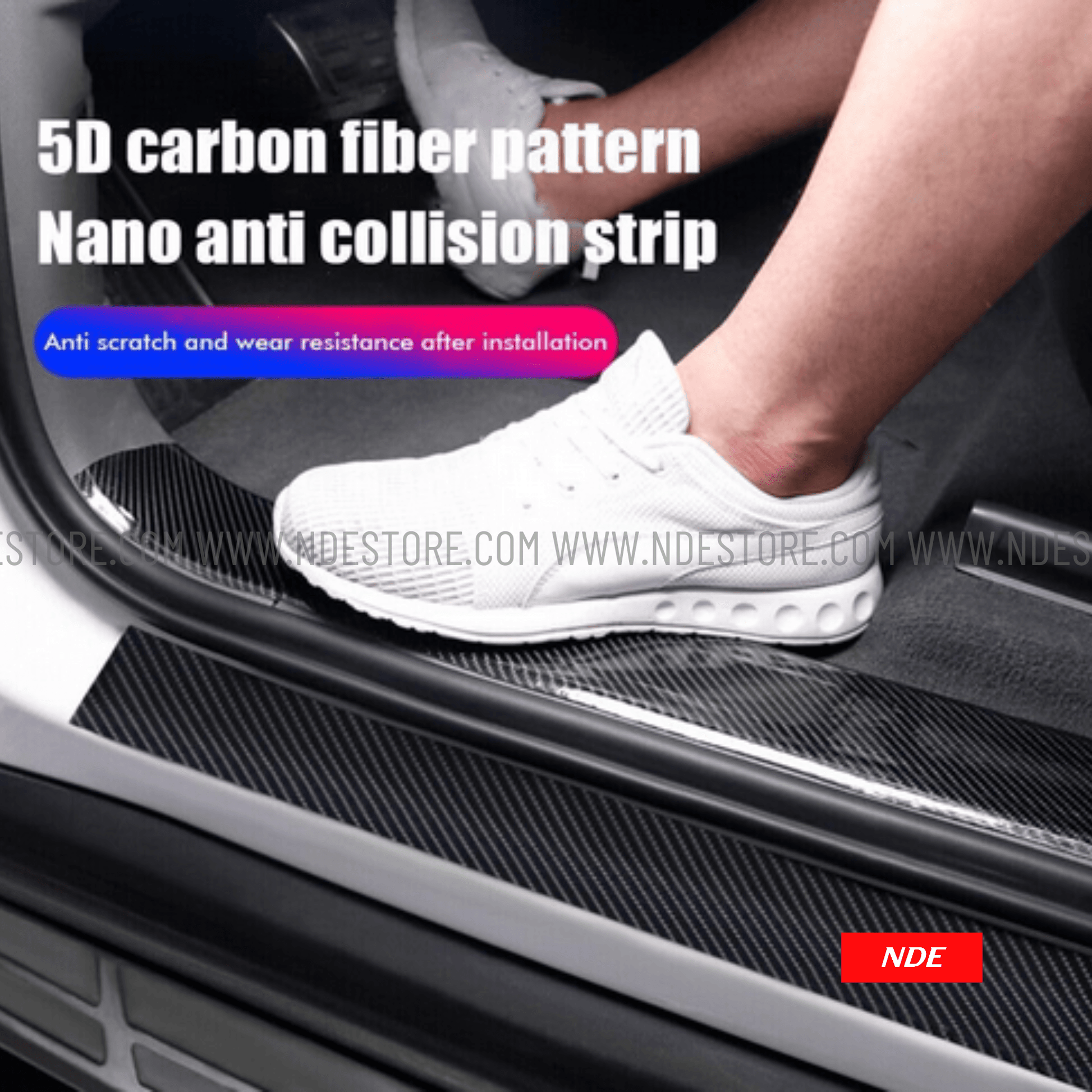 DOOR SILL NANO TAPE CARBON FIBER STYLE PROTECTION FILM (BLACK TRANSLUCENT) - ndestore.com