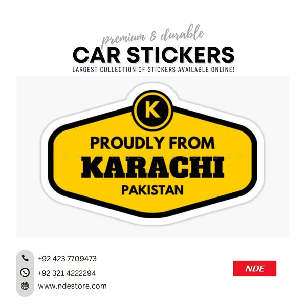 STICKER KARACHI PROUDLY KARACHI PAKISTAN (SKU KHI44837) NDE STORE