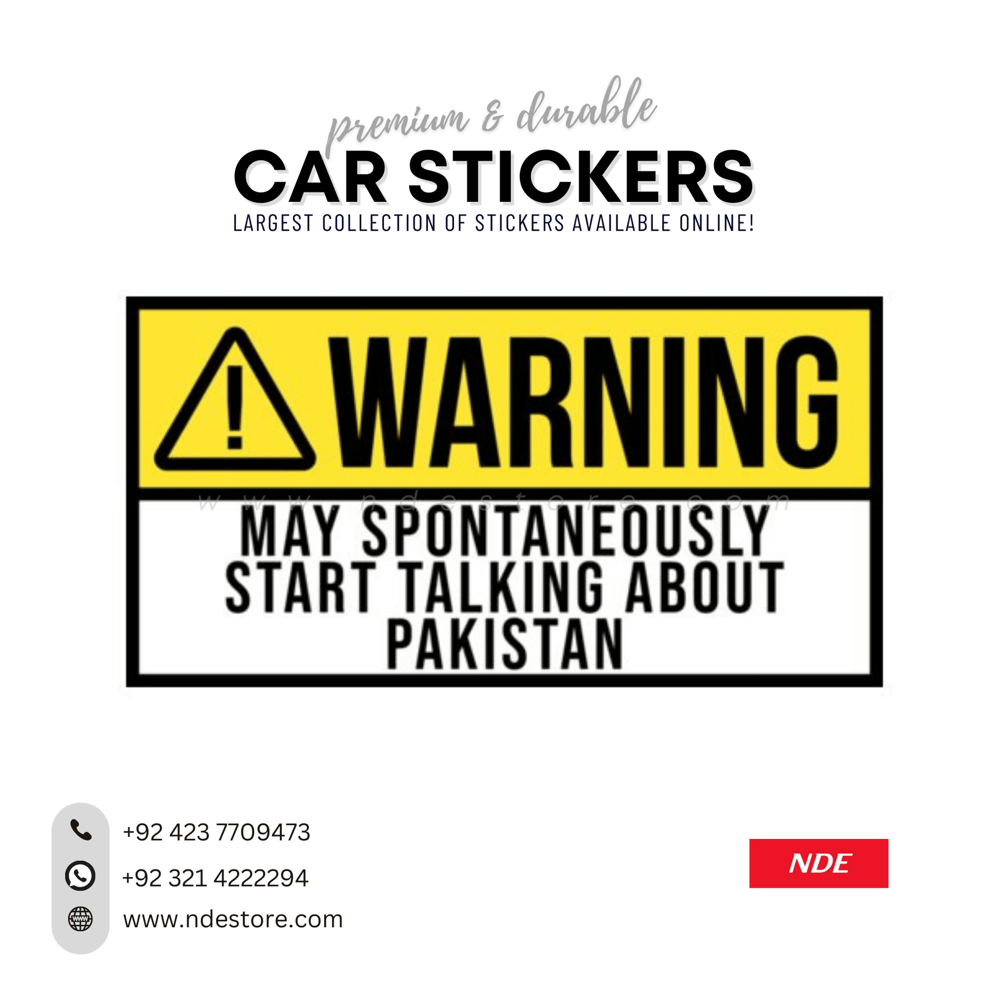 STICKER PAKISTAN WARNING (SKU: P44838) - ndestore.com