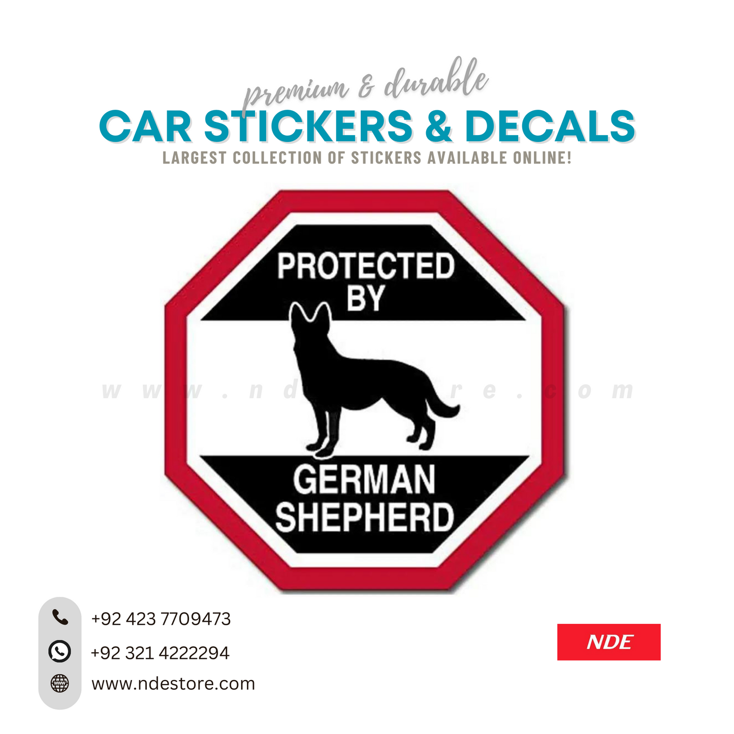 STICKER, PROTECTED BY GERMAN SHEPHERD