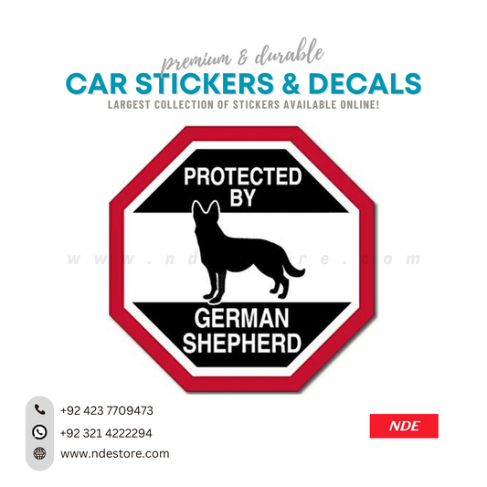 STICKER, PROTECTED BY GERMAN SHEPHERD