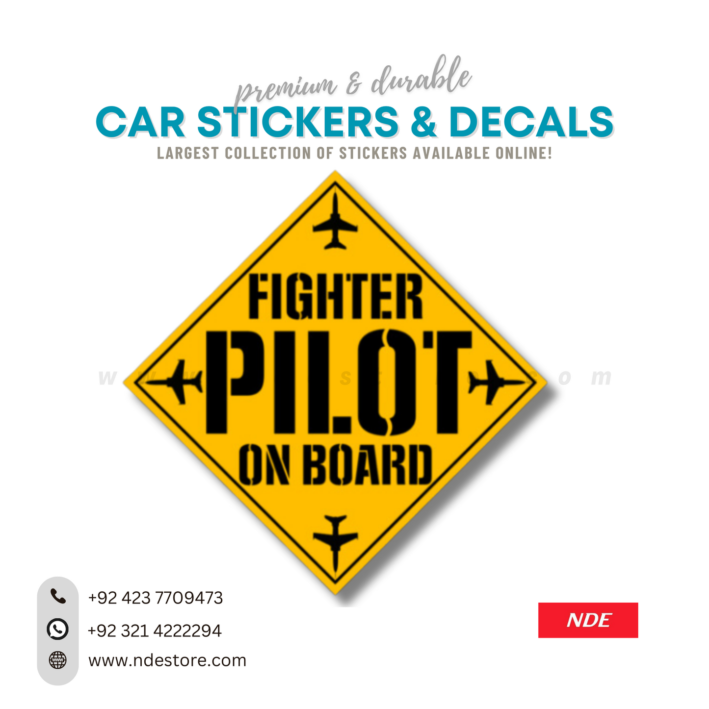 STICKER FIGHTER PILOT ON BOARD - ndestore.com