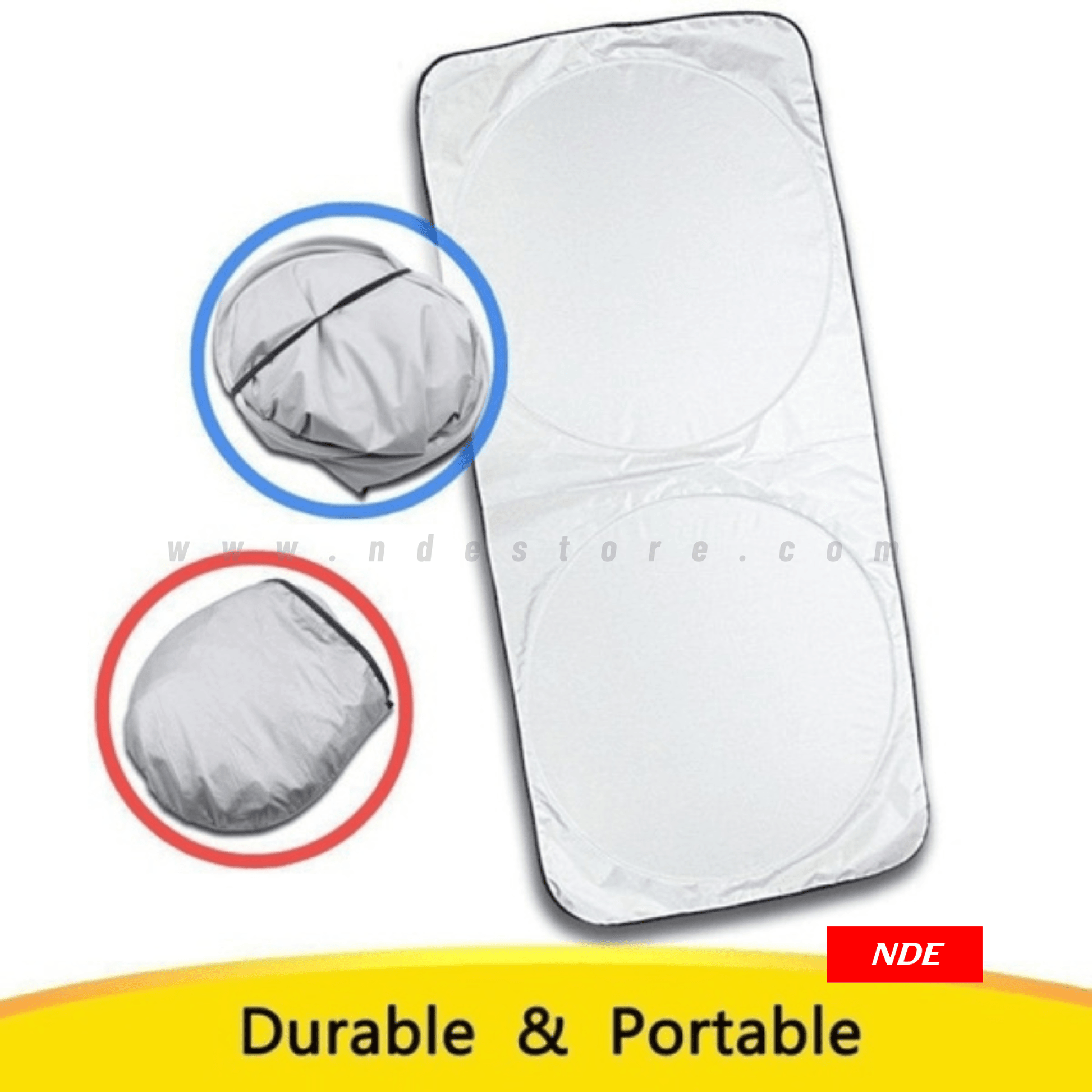 SUN SHADE CAR WINDSHIELD SILVER ROUND FOLDING - ndestore.com