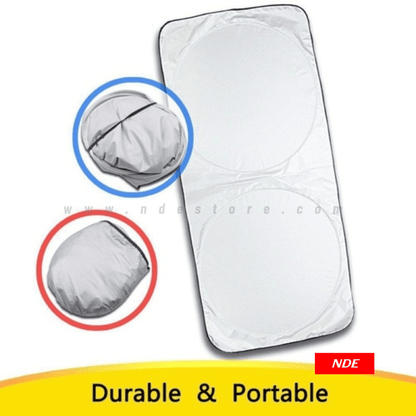 SUN SHADE CAR WINDSHIELD SILVER ROUND FOLDING - ndestore.com