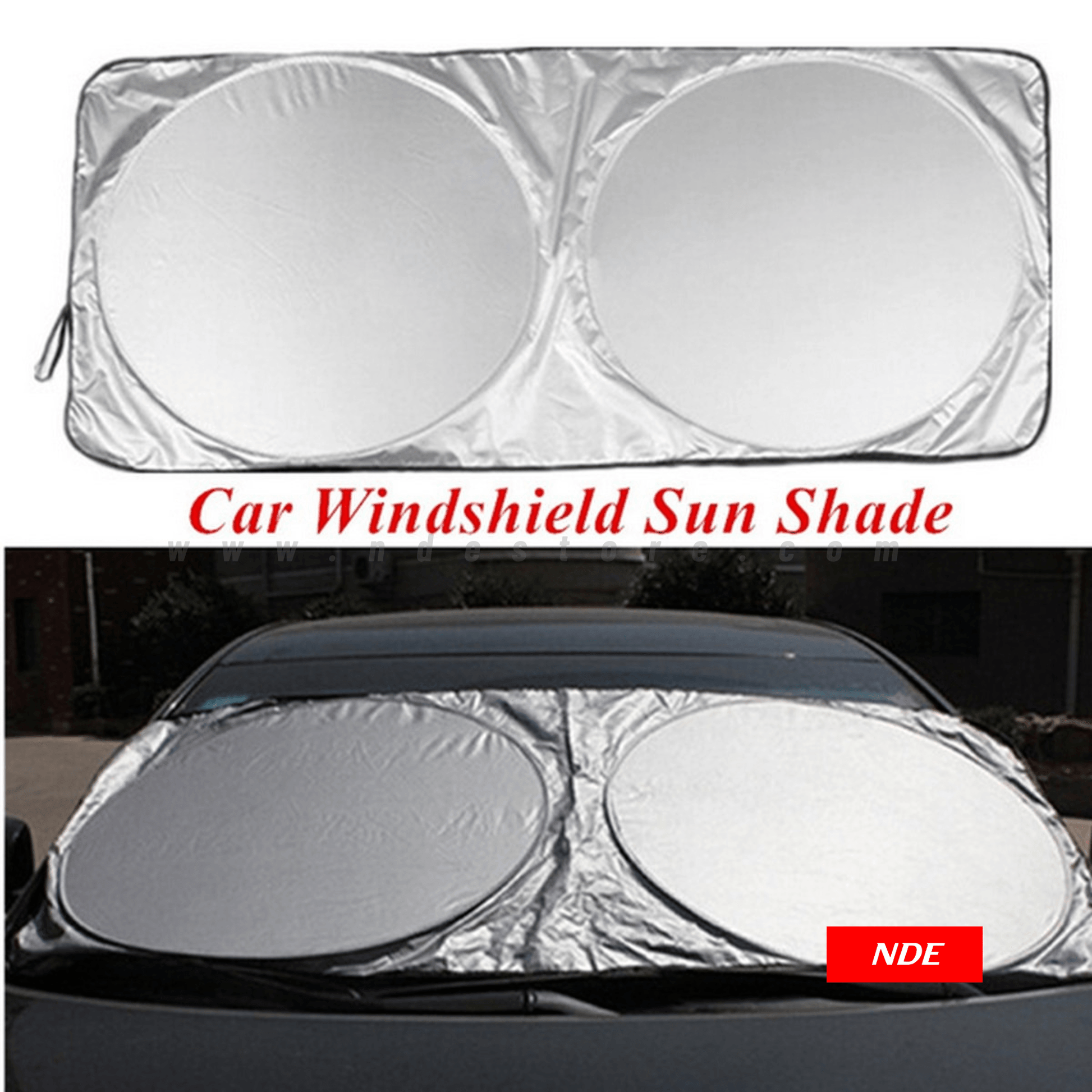 SUN SHADE CAR WINDSHIELD SILVER ROUND FOLDING - ndestore.com