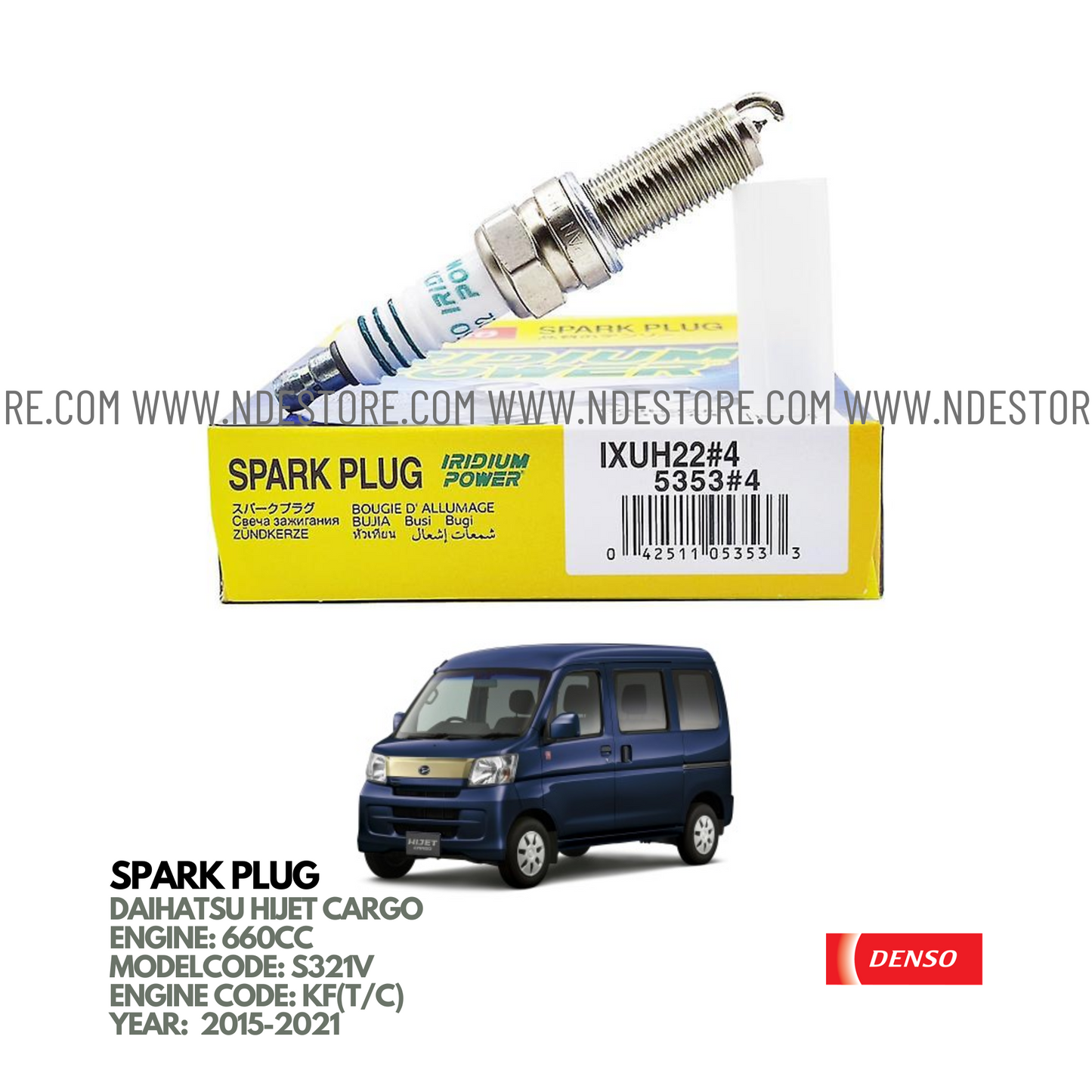 SPARK PLUG DENSO IRIDIUM FOR DAIHATSU CARGO TURBO CHARGED (2015-2021)