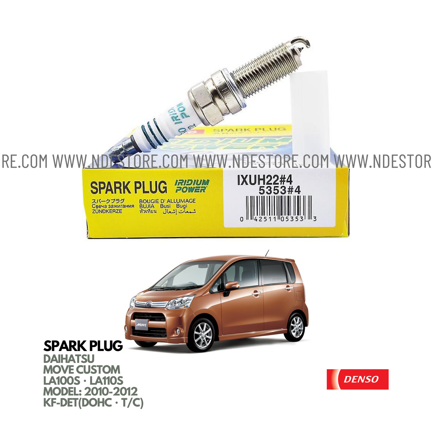 SPARK PLUG DENSO IRIDIUM FOR DAIHATSU MOVE CUSTOM (LA100S・LA110S)