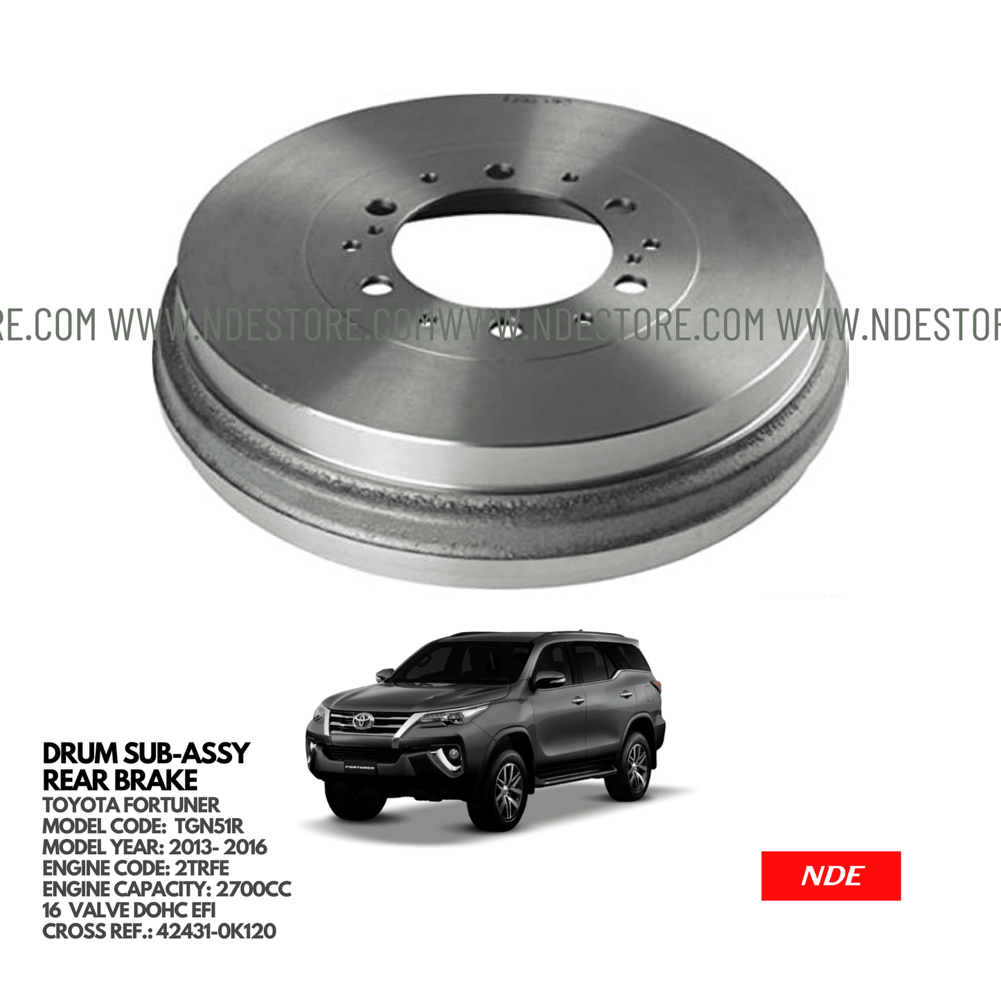 BRAKE DRUM ASSY REAR BRAKE GENUINE FOR TOYOTA FORTUNER (2013-2016) - ndestore.com