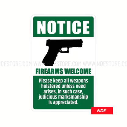 STICKER NOTICE FIREARM WELCOME