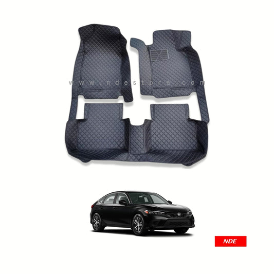 FLOOR MAT 7D STYLE BLACK COLOR FOR HONDA CIVIC (2021-2024)