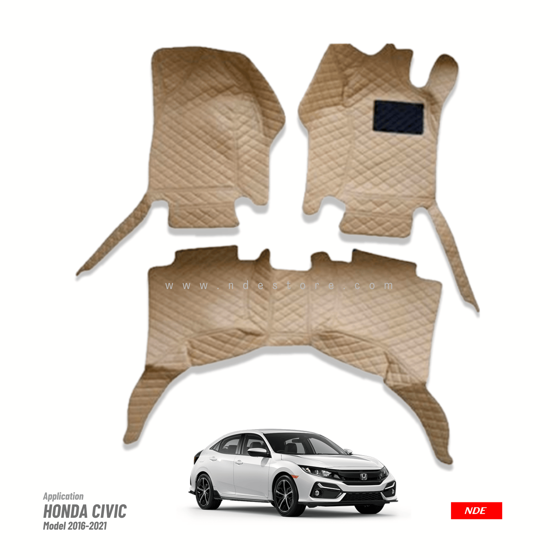 FLOOR MAT 7D STYLE BEIGE COLOR FOR HONDA CIVIC (2016-2021) - ndestore.com