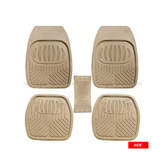 FLOOR MAT RUBBER UNIVERSAL SIZE 5 PIECES BEIGE COLOR