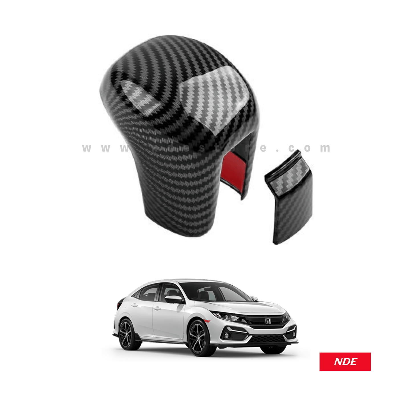 GEAR SHIFT KNOB CARBON FIBER STYLE COVER FOR HONDA CIVIC (2017-2021) - ndestore.com