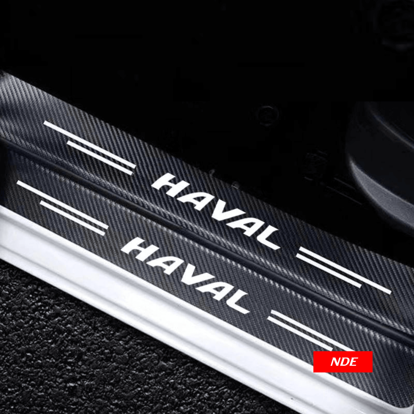 DOOR SILL AREA PROTECTION CARBON FIBER STICKER FOR HAVAL (NEW DESIGN) - ndestore.com